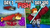 I Survived 100 Days as a FISH in Minecraft