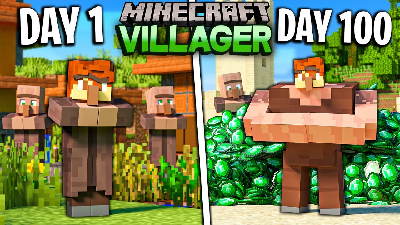 I Survived 100 Days as a VILLAGER in Minecraft - Minecraft videos