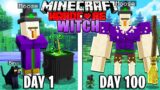 I Survived 100 Days as a WITCH in HARDCORE Minecraft!