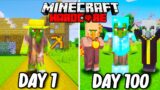 I Survived 100 Days as a ZOMBIE VILLAGER in Hardcore Minecraft… Minecraft Hardcore 100 Days