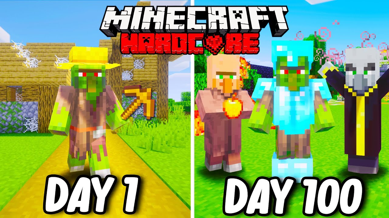 I Survived 100 Days As A Zombie Villager In Hardcore Minecraft Minecraft Hardcore 100 Days 