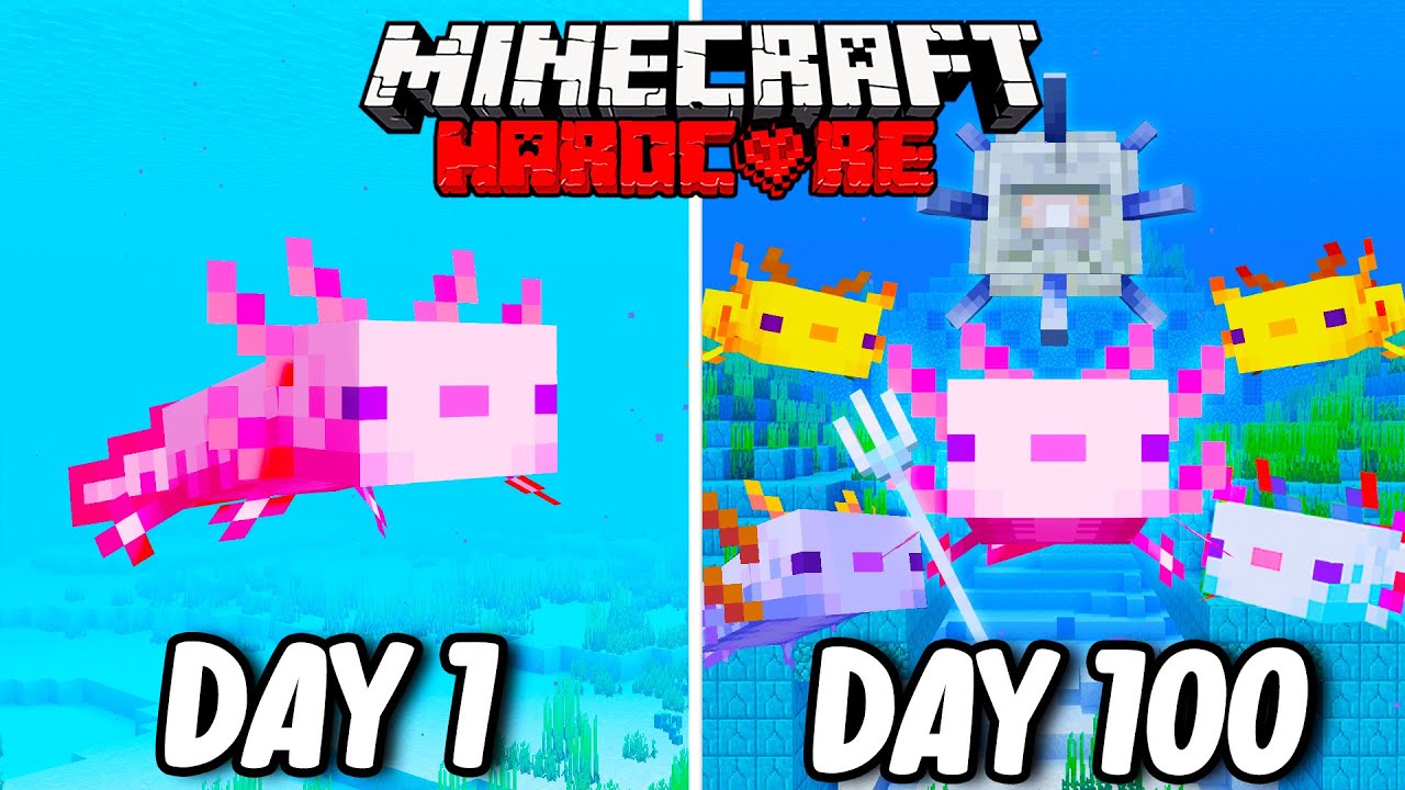 I Survived 100 Days as an AXOLOTL in Hardcore Minecraft... Minecraft ...