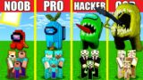 Minecraft Battle: AMONG US HOUSE BUILD CHALLENGE – NOOB vs PRO vs HACKER vs GOD / Animation IMPOSTOR