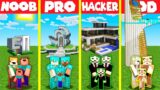 Minecraft Battle: FUTURISTIC FUTURE HOUSE BUILD CHALLENGE – NOOB vs PRO vs HACKER vs GOD / Animation