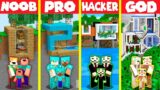 Minecraft Battle: INSIDE MOUNTAIN HOUSE BUILD CHALLENGE – NOOB vs PRO vs HACKER vs GOD / Animation