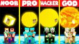 Minecraft Battle: INSIDE SUN PLANET HOUSE BUILD CHALLENGE – NOOB vs PRO vs HACKER vs GOD / Animation