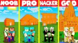Minecraft Battle: LAVA BLOCK HOUSE BASE BUILD CHALLENGE – NOOB vs PRO vs HACKER vs GOD / Animation