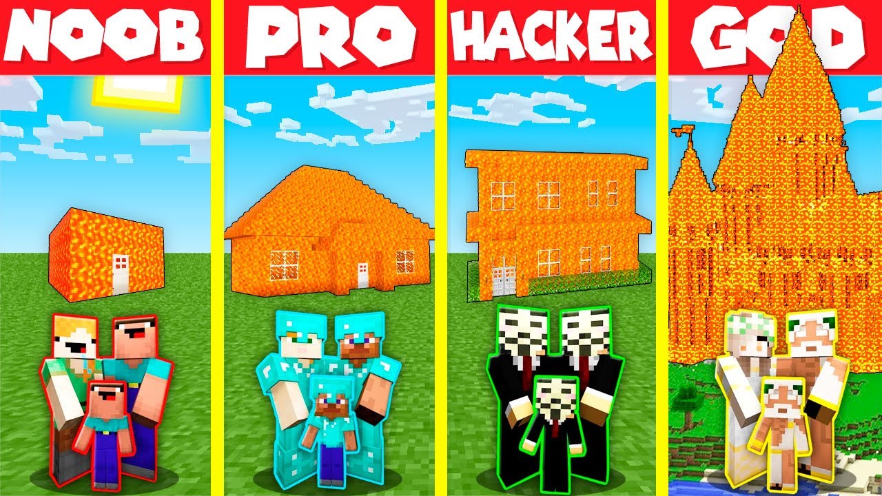 Minecraft Battle Lava Block House Base Build Challenge Noob Vs Pro