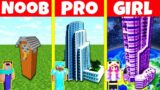 Minecraft Battle: NOOB vs PRO vs GIRL: TALL HOUSE BUILD CHALLENGE / Minecraft Animation