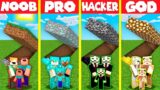 Minecraft Battle: UNDERGROUND BASE HOUSE BUILD CHALLENGE – NOOB vs PRO vs HACKER vs GOD / Animation