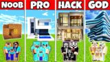 Minecraft: FAMILY AMAZING BEAUTY HOUSE BUILD CHALLENGE – NOOB vs PRO vs HACKER vs GOD in Minecraft