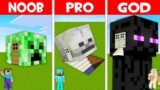Minecraft NOOB vs PRO vs GOD: MONSTER HEAD BLOCK BASE! HEAD BLOCK HOUSE! (Animation)