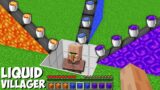 What if YOU MIX ALL LIQUIDS WITH VILLAGER in Minecraft ? LAVA OR WATER OR PORTAL VILLAGER ?