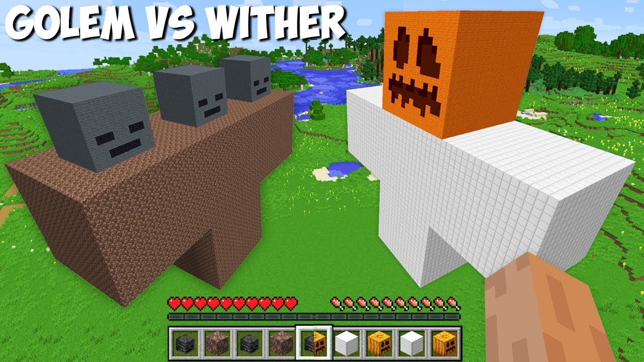 You can SPAWN GOLEM vs WITHER OF 1000 BLOCKS in Minecraft ? INCREDIBLY