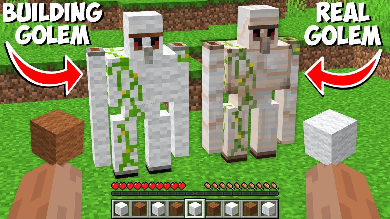 BUILDING GOLEM VS REAL GOLEM in Minecraft ! BUILD A GOLEM OF WOOL ...