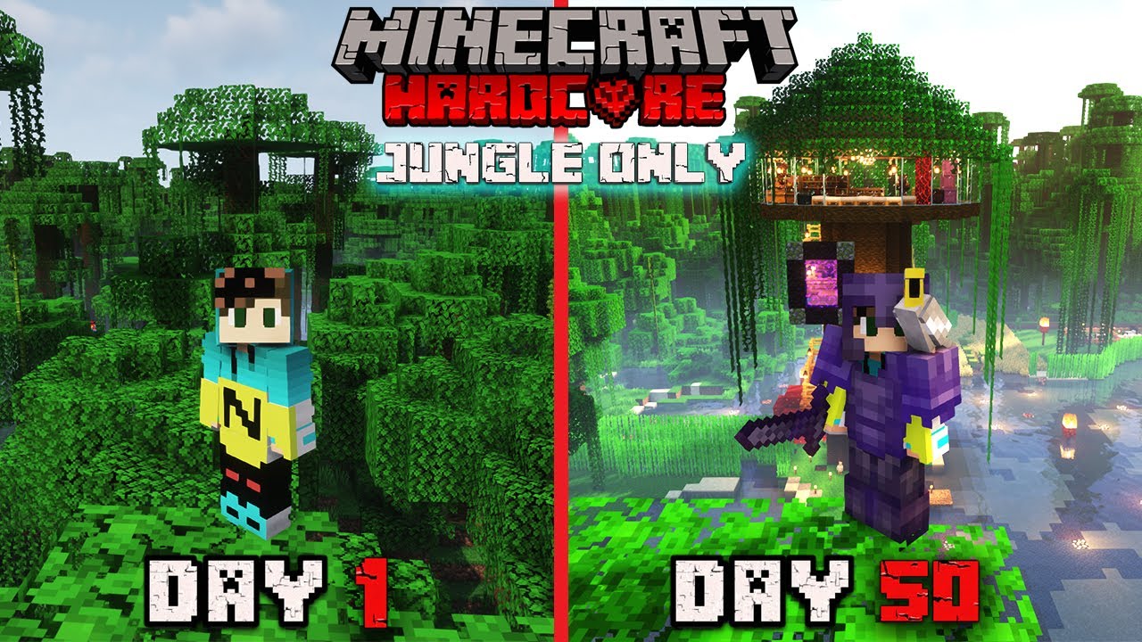 I SURVIVED 50 DAYS IN JUNGLE ONLY WORLD - MINECRAFT HARDCORE SURVIVAL ...