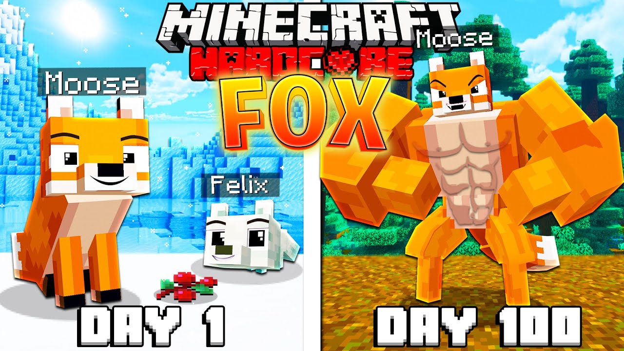 I Survived 100 Days As A FOX In HARDCORE Minecraft! - Minecraft Videos