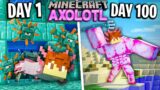 I Survived 100 Days as an AXOLOTL in Minecraft