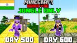 I Survived 600 Days in Jungle Only World in Minecraft Hardcore(hindi)