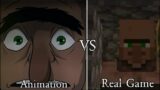 Minecraft A villager's night Animation VS Real Game