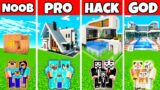 Minecraft: AWESOME LUXE HOUSE BUILD CHALLENGE – NOOB vs PRO vs HACKER vs GOD / Animation