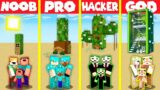 Minecraft Battle: INSIDE CACTUS BASE HOUSE BUILD CHALLENGE – NOOB vs PRO vs HACKER vs GOD Animation