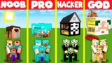 Minecraft Battle: INSIDE HEAD BASE HOUSE BUILD CHALLENGE – NOOB vs PRO vs HACKER vs GOD / Animation