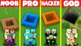 Minecraft Battle: INSIDE TUNNEL HOUSE BUILD CHALLENGE – NOOB vs PRO vs HACKER vs GOD / Animation