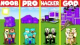 Minecraft Battle: MODERN PORTAL HOUSE BUILD CHALLENGE – NOOB vs PRO vs HACKER vs GOD / Animation