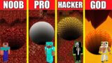 Minecraft Battle: NETHER TUNNEL HOUSE BUILD CHALLENGE – NOOB vs PRO vs HACKER vs GOD Animation HOLE