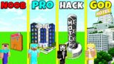 Minecraft Battle: NOOB vs PRO vs HACKER vs GOD: HOTEL HOUSE BUILD CHALLENGE / Animation
