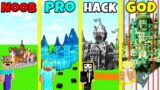 Minecraft Battle: NOOB vs PRO vs HACKER vs GOD: SAFEST CASTLE TOWER HOUSE BUILD CHALLENGE Animation