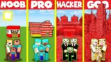 Minecraft Battle: TNT BLOCK BASE HOUSE BUILD CHALLENGE – NOOB vs PRO vs HACKER vs GOD / Animation