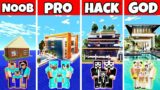 Minecraft: FAMILY MODERN ISLAND HOUSE BUILD CHALLENGE – NOOB vs PRO vs HACKER vs GOD in Minecraft