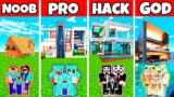 Minecraft: MAGNIFICENT MODERN MANSION HOUSE BUILD CHALLENGE – NOOB vs PRO vs HACKER vs GOD
