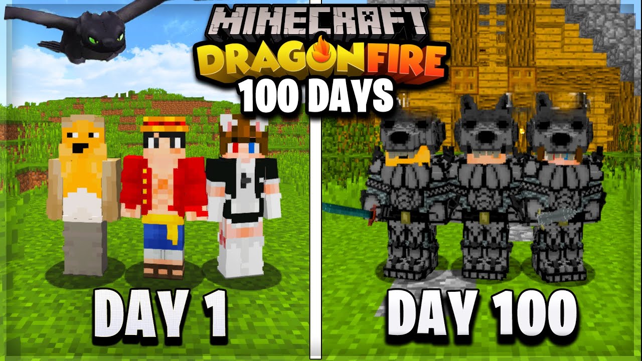 We Survived 100 Days in DRAGON FIRE Minecraft...This is what happened ...