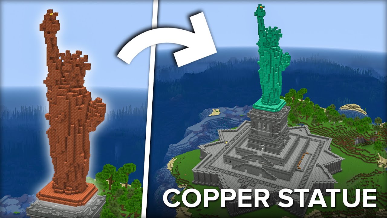 Building The Statue of Liberty in Survival Minecraft (50+ HOURS