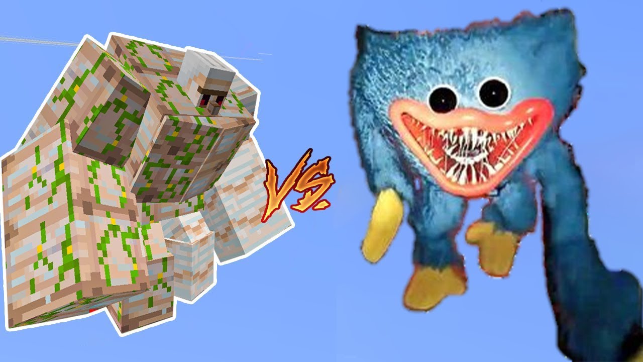 Giant Iron Golem PE Vs. Poppy Playtime Huggy Wuggy in Minecraft