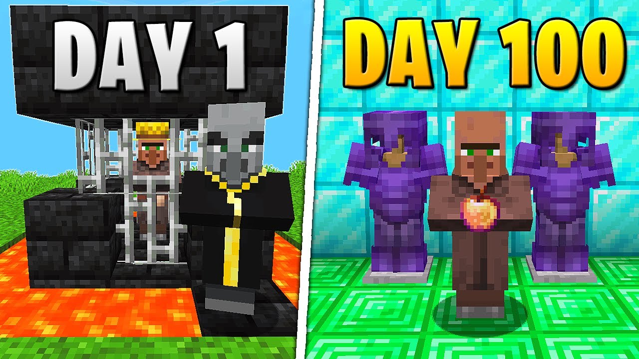 I Survived 100 Days As A VILLAGER In Hardcore Minecraft... - Minecraft ...