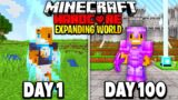 I Survived 100 Days in a 1×1 BORDER in Hardcore Minecraft… Here's What Happened