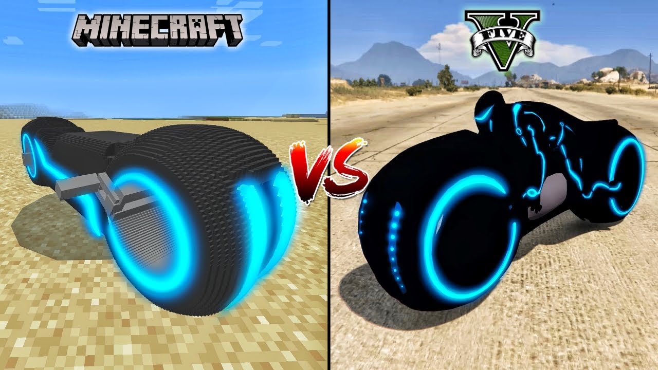 MINECRAFT NEW TRON BIKE VS GTA 5 NEW TRON BIKE