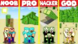 Minecraft Battle: CACTUS BLOCK BASE HOUSE BUILD CHALLENGE – NOOB vs PRO vs HACKER vs GOD / Animation