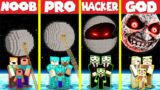 Minecraft Battle: INSIDE MOON BASE HOUSE BUILD CHALLENGE – NOOB vs PRO vs HACKER vs GOD / Animation