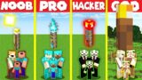 Minecraft Battle: INSIDE TORCH BASE HOUSE BUILD CHALLENGE – NOOB vs PRO vs HACKER vs GOD / Animation
