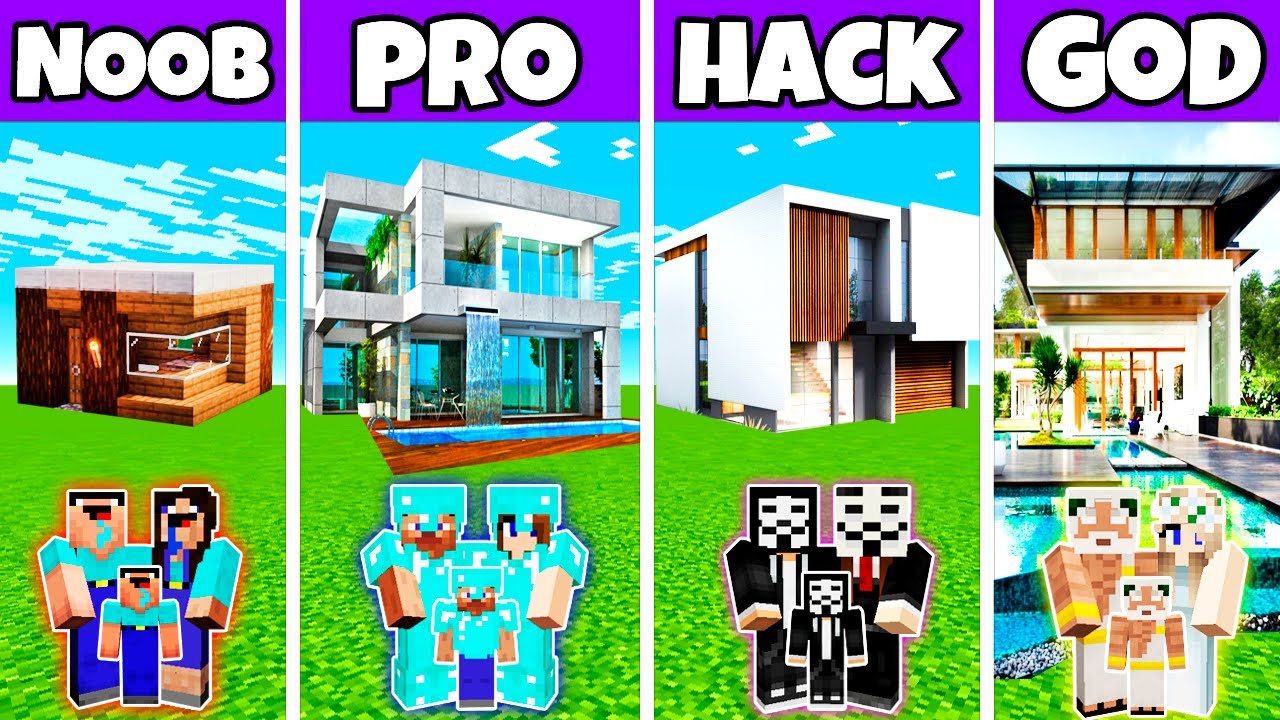 Minecraft Battle: MODERN VIP MANSION HOUSE BUILD CHALLENGE - NOOB vs ...