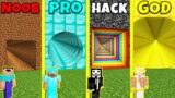 Minecraft Battle: NOOB vs PRO vs HACKER vs GOD: INSIDE TUNNEL BASE HOUSE BUILD CHALLENGE / Animation