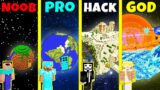 Minecraft Battle: NOOB vs PRO vs HACKER vs GOD: PLANET BASE HOUSE BUILD CHALLENGE / Animation
