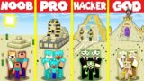 Minecraft Battle: SAND DESERT BASE HOUSE BUILD CHALLENGE – NOOB vs PRO vs HACKER vs GOD / Animation
