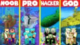 Minecraft Battle: SUBMARINE BASE HOUSE BUILD CHALLENGE – NOOB vs PRO vs HACKER vs GOD / Animation