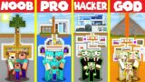 Minecraft Battle: UNDERGROUND BASE HOUSE BUILD CHALLENGE – NOOB vs PRO vs HACKER vs GOD / Animation
